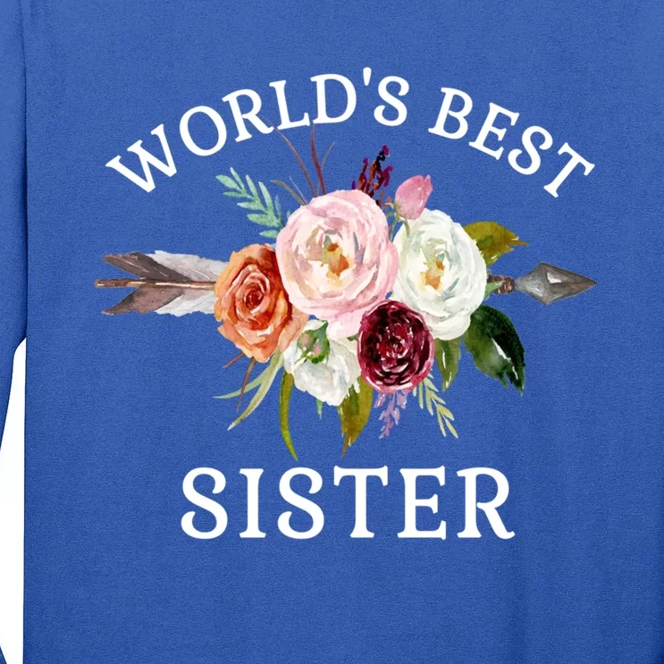 World's Best Sister Rustic Arrow Flower Bouquet Sister Meaningful Gift Tall Long Sleeve T-Shirt