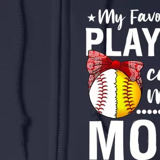 Wo Baseball Softball My Favorite Player Calls Me Mom Mother Day Full Zip Hoodie