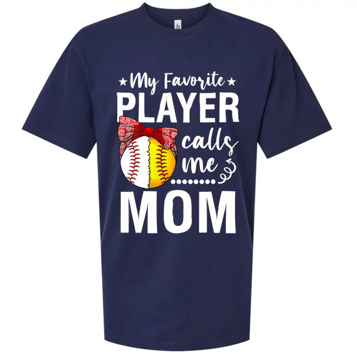 Wo Baseball Softball My Favorite Player Calls Me Mom Mother Day Sueded Cloud Jersey T-Shirt