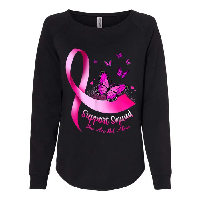 Woman Butterfly Support Squad Breast Cancer Warrior Pink Womens California Wash Sweatshirt