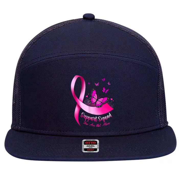 Woman Butterfly Support Squad Breast Cancer Warrior Pink 7 Panel Mesh Trucker Snapback Hat