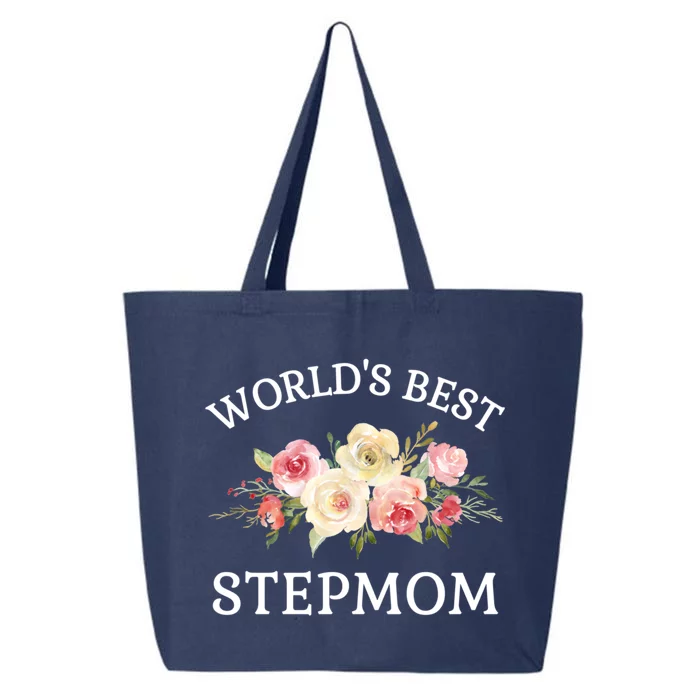 World's Best Stepmom Pink Watercolor Flower Bouquet Gift 25L Jumbo Tote