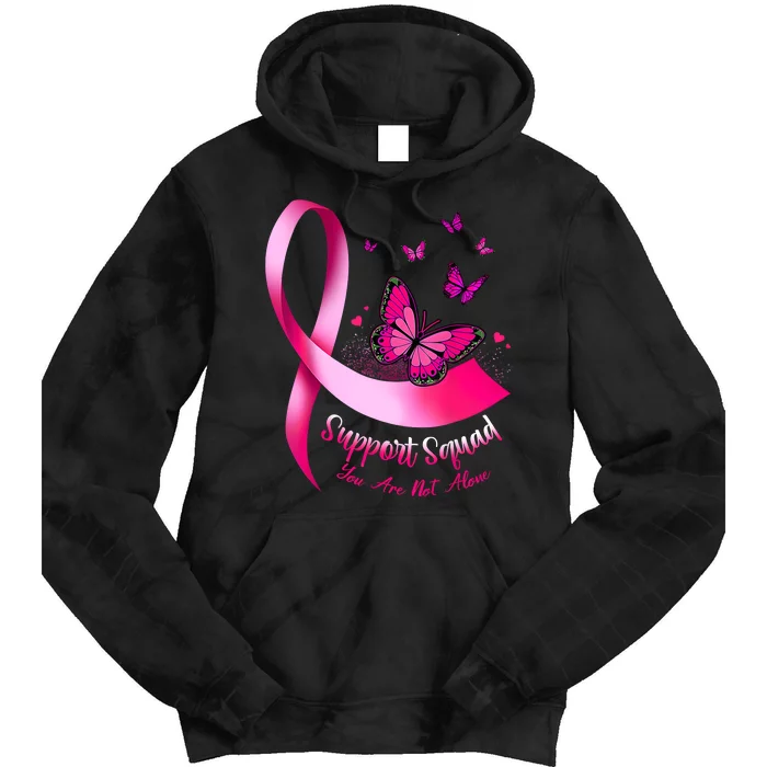 Woman Butterfly Support Squad Breast Cancer Warrior Pink Tie Dye Hoodie