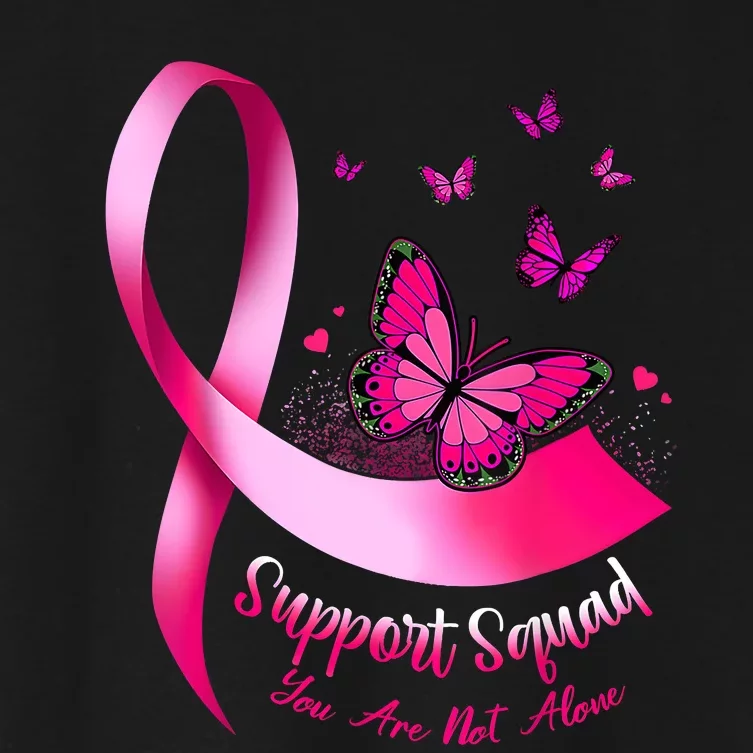 Woman Butterfly Support Squad Breast Cancer Warrior Pink Women's Crop Top Tee