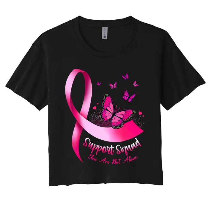 Woman Butterfly Support Squad Breast Cancer Warrior Pink Women's Crop Top Tee