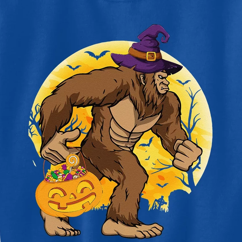 Witch Bigfoot Sasquatch Jack O Lantern Halloween Costume Day Kids Sweatshirt