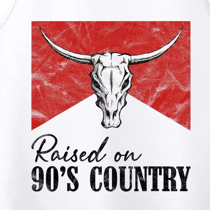 Western Bull Skull Raised On 90S Country Music Performance Tank