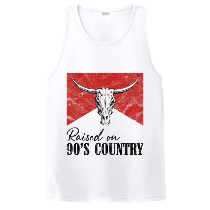 Western Bull Skull Raised On 90S Country Music Performance Tank