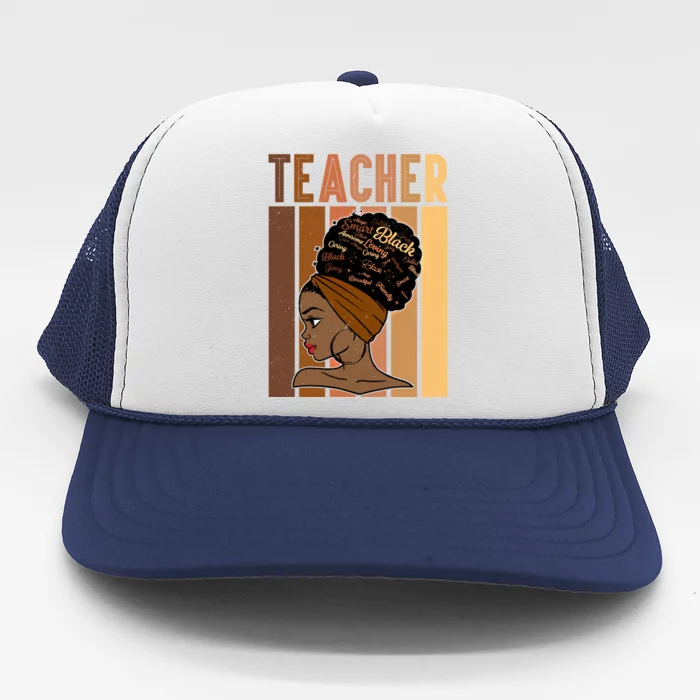 Wo Black Smart Teacher Afro Love Melanin African Funny Gift Trucker Hat