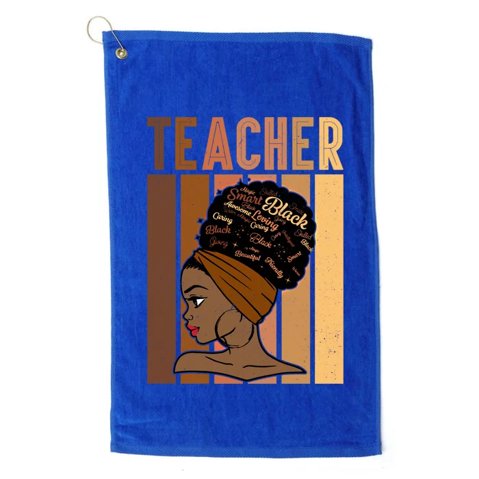 Wo Black Smart Teacher Afro Love Melanin African Funny Gift Platinum Collection Golf Towel