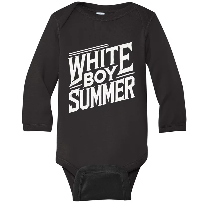 White Boy Summer Boating Funny Summer Baby Long Sleeve Bodysuit