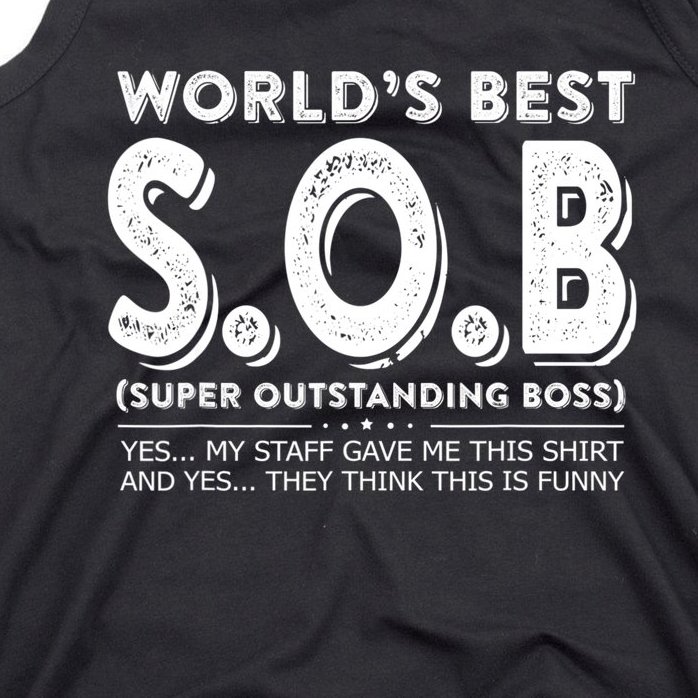 World's Best S.O.B Super Outstanding Boss Funny Colleague Tank Top