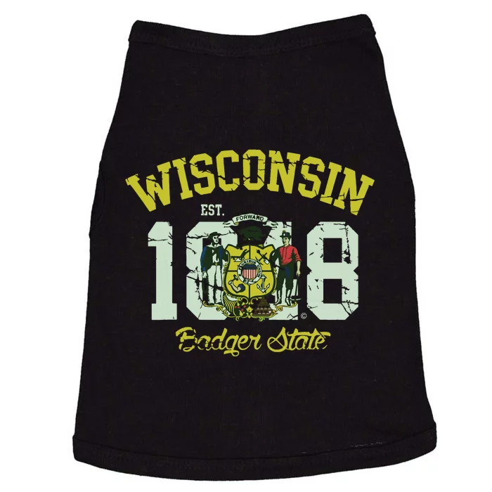 Wisconsin Badger State Flag Vintage Fade Doggie Tank