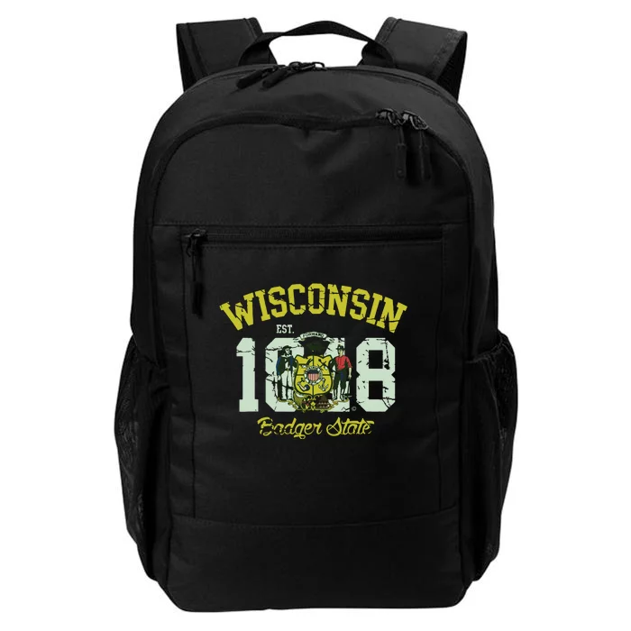 Wisconsin Badger State Flag Vintage Fade Daily Commute Backpack