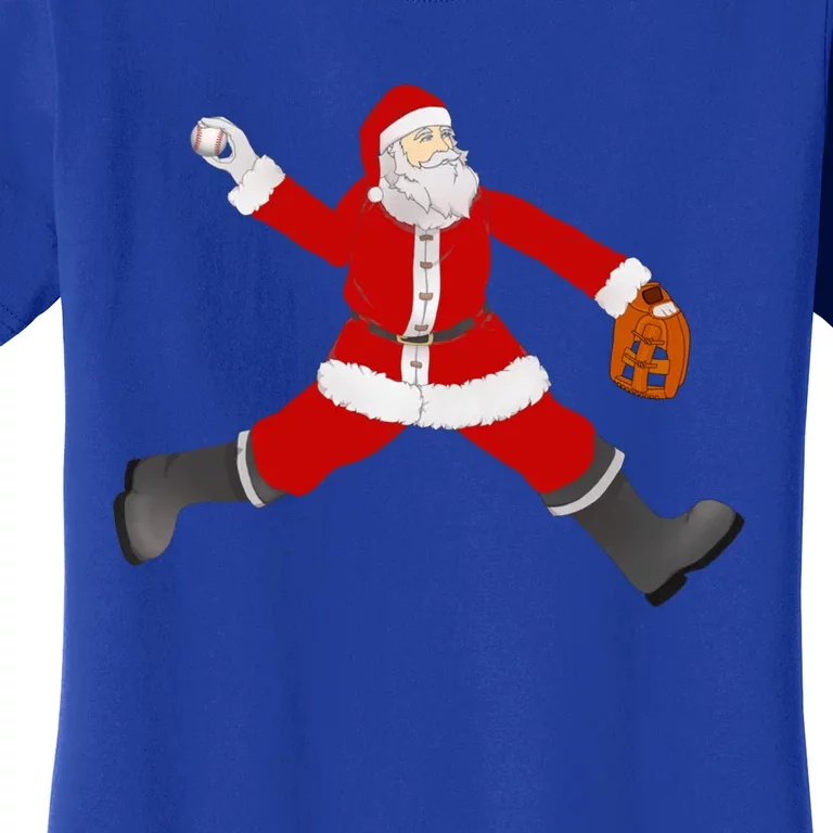 Winter Baseball Santa Christmas Baseball Pitcher Santa Gift Women's T-Shirt