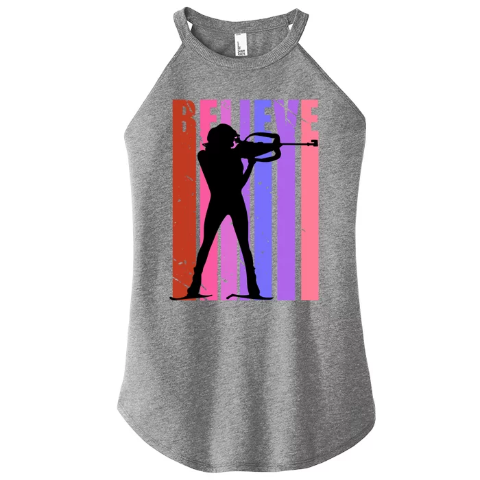 Wo Biathlon Shooting Guns Ski Skiiing Skier Winter Sport Gift Women’s Perfect Tri Rocker Tank