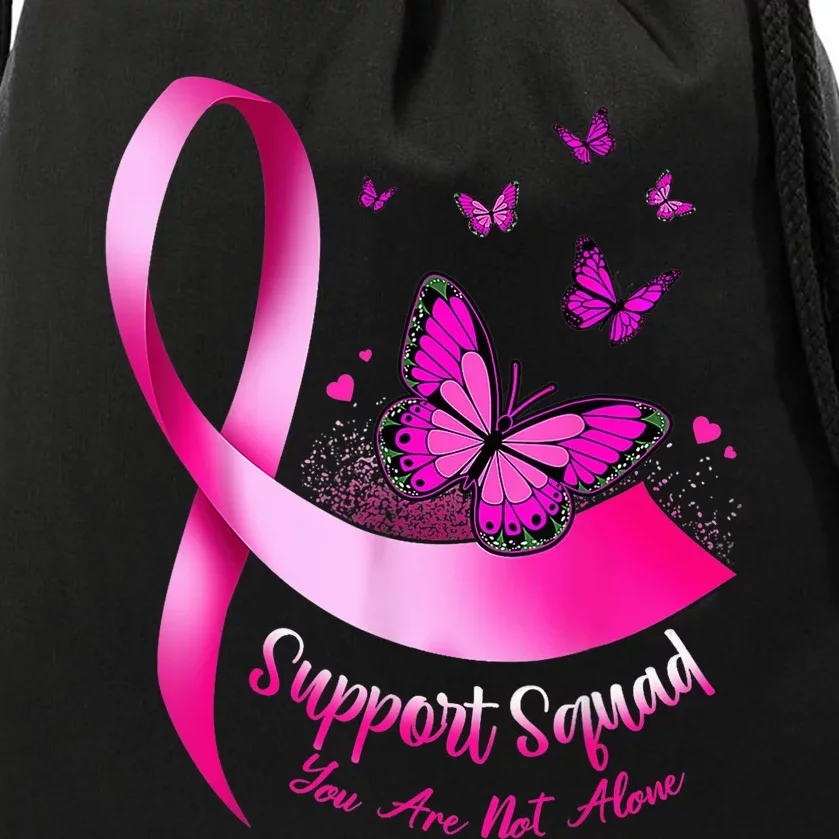 Woman Butterfly Support Squad Breast Cancer Warrior Pink Drawstring Bag