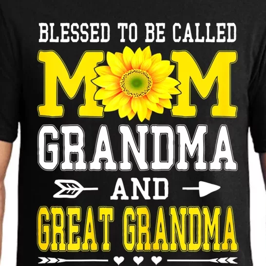 Womens Blessed To Be Called Mom Grandma Great Grandma Mother's Day Pajama Set