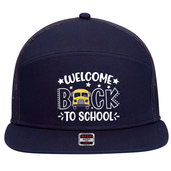 Welcome Back To School First Day Of School Teachers Kids 7 Panel Mesh Trucker Snapback Hat