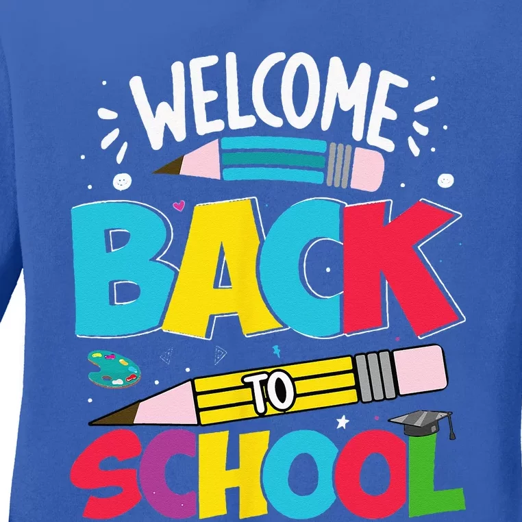 Welcome Back To School For Teachers Students Ladies Long Sleeve Shirt