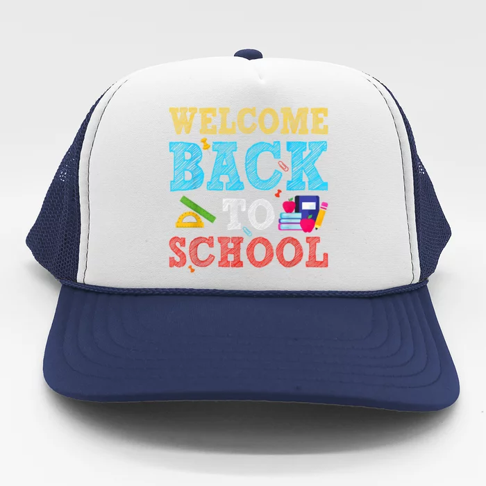 Welcome Back To School First Day Of School Teachers Kids Trucker Hat