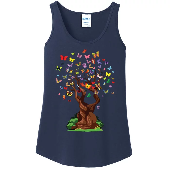 Womens Butterfly Tree Beautiful Nature Lover Butterfly Ladies Essential Tank