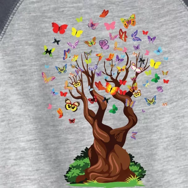 Womens Butterfly Tree Beautiful Nature Lover Butterfly Toddler Fine Jersey T-Shirt