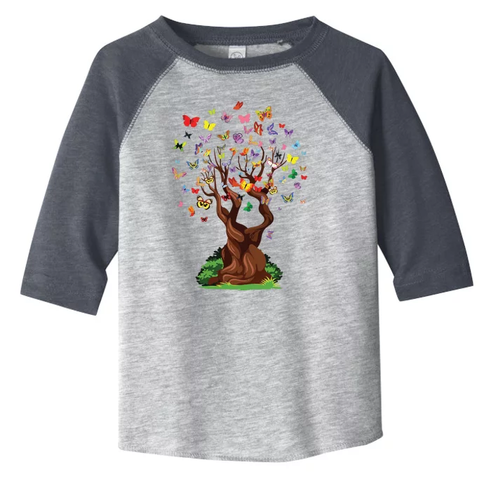 Womens Butterfly Tree Beautiful Nature Lover Butterfly Toddler Fine Jersey T-Shirt