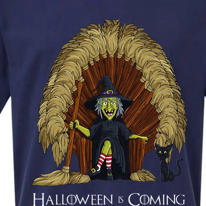 Witch Brooms Throne Funny Halloween Sueded Cloud Jersey T-Shirt