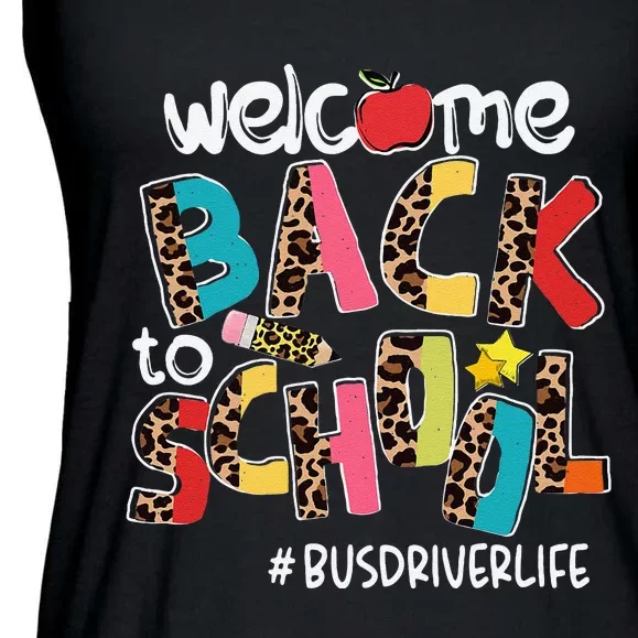 Welcome Back To School Bus Driver Life Leopard Ladies Essential Flowy Tank