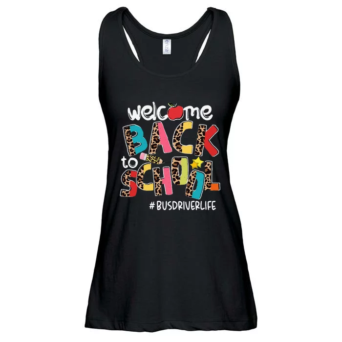 Welcome Back To School Bus Driver Life Leopard Ladies Essential Flowy Tank