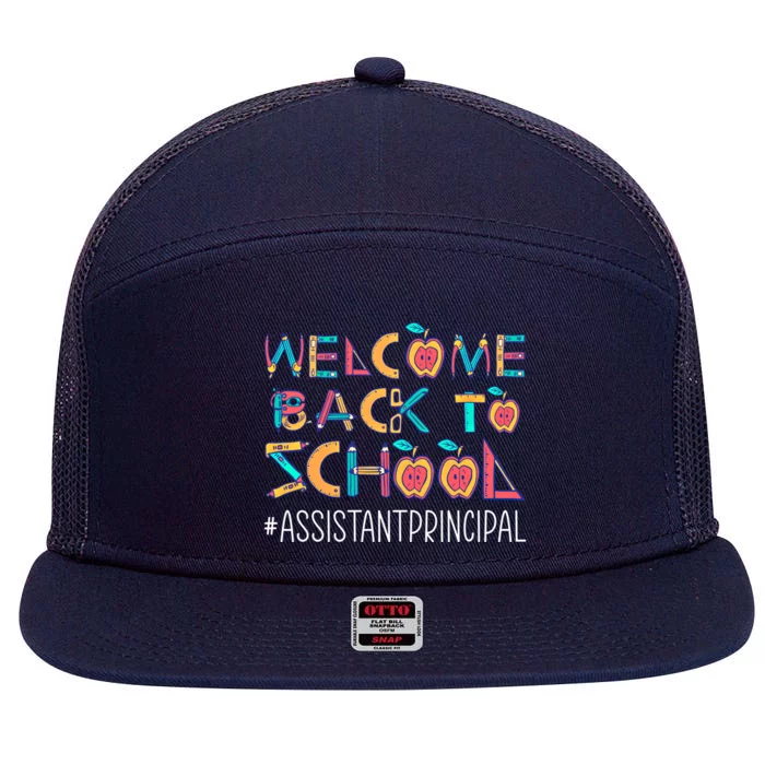 Welcome Back To School Assistant Principal Cute Gift 7 Panel Mesh Trucker Snapback Hat