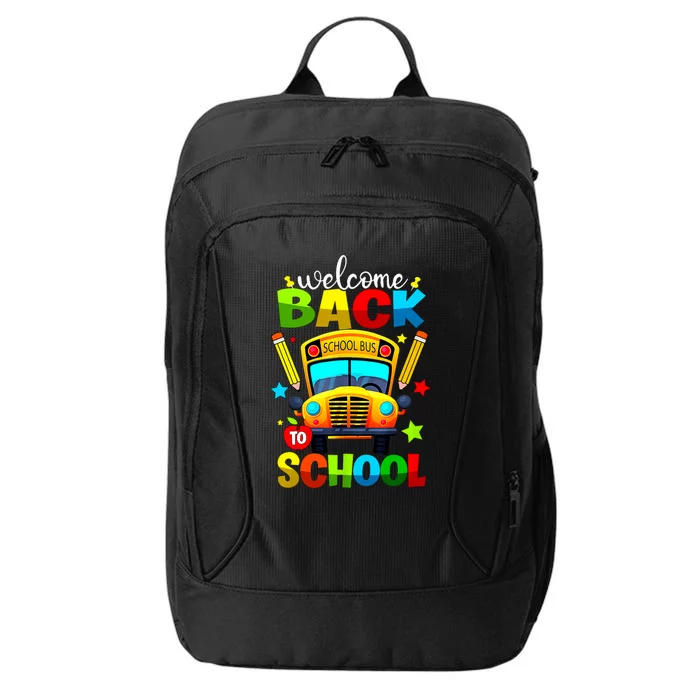 Welcome Back To School Bus Happy First Day Of School Student City Backpack