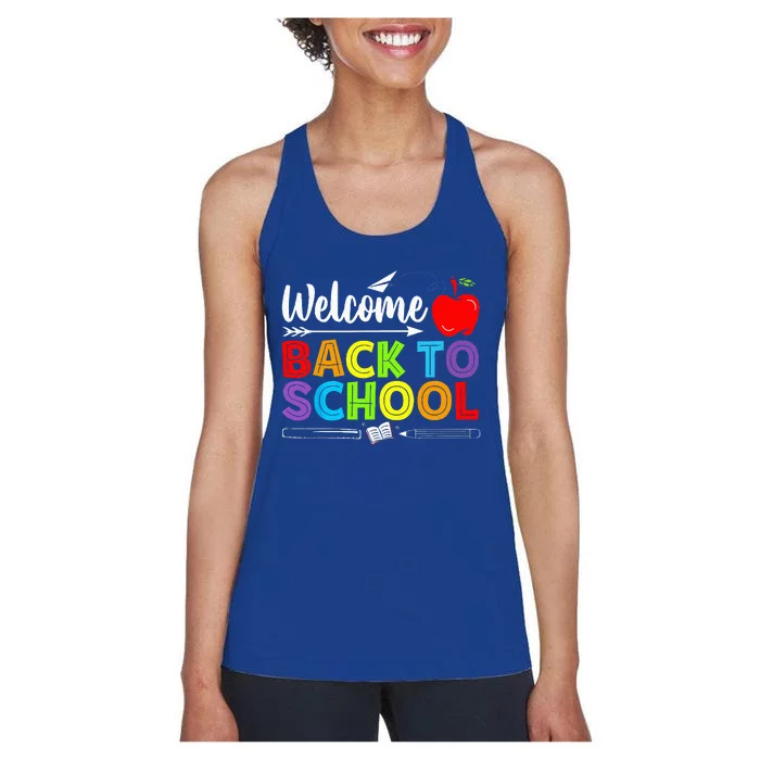 Welcome Back To School Funny Teacher Love Women's Racerback Tank