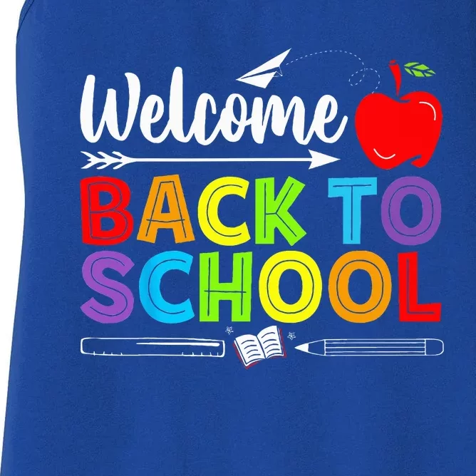 Welcome Back To School Funny Teacher Love Women's Racerback Tank