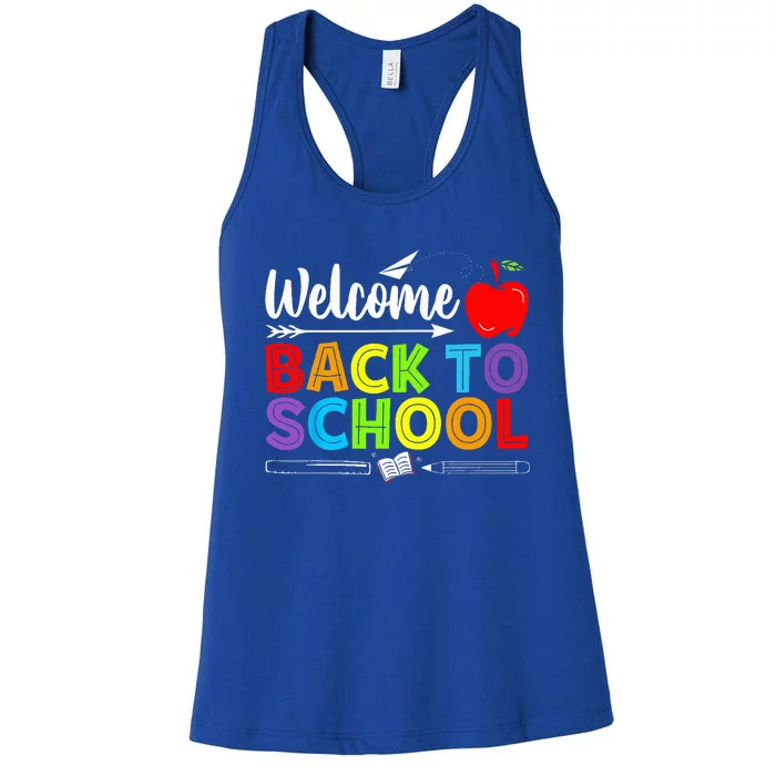 Welcome Back To School Funny Teacher Love Women's Racerback Tank