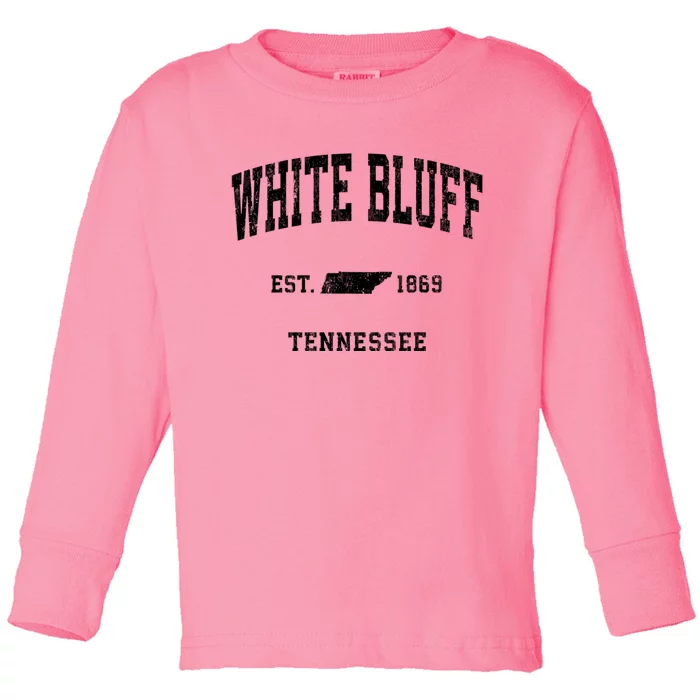 White Bluff Tennessee Tn Vintage Athletic Toddler Long Sleeve Shirt