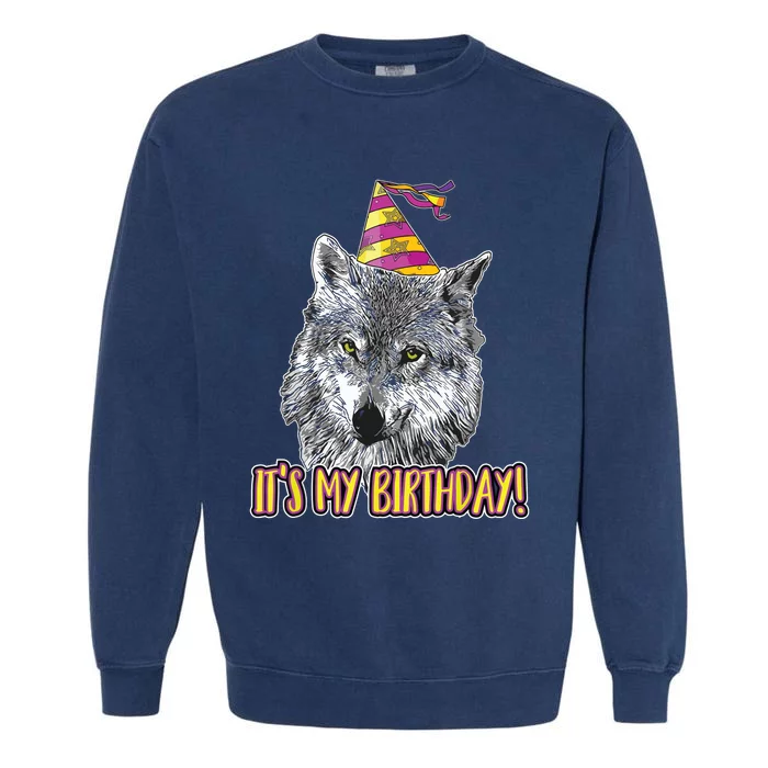 Wolf Birthday Themed Party Wolves Theme Wolf Lover Garment-Dyed Sweatshirt