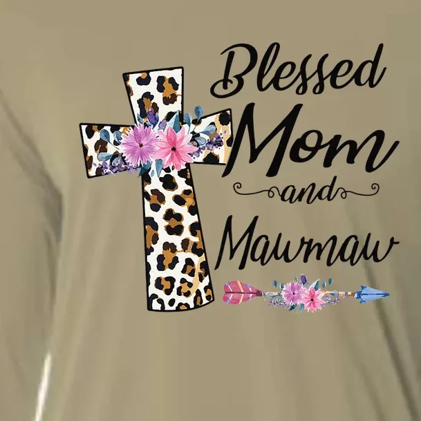 Womens Blessed To Be Called Mom And Mawmaw Floral Mother's Day Cooling Performance Long Sleeve Crew