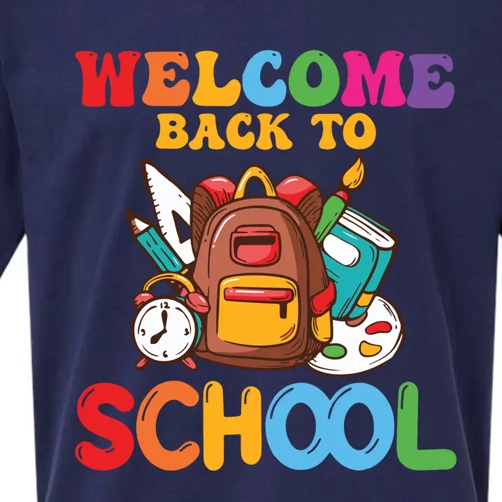 Welcome Back To School Funny Teacher Sueded Cloud Jersey T-Shirt