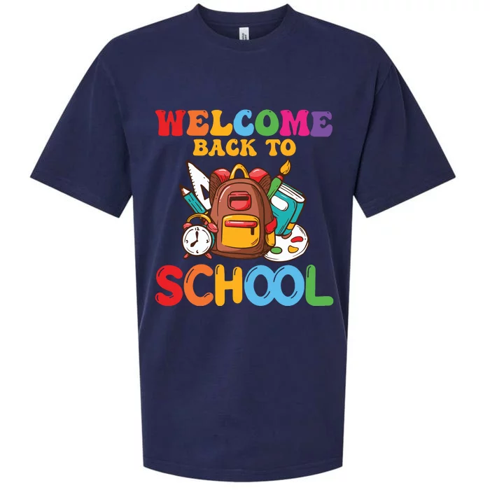 Welcome Back To School Funny Teacher Sueded Cloud Jersey T-Shirt