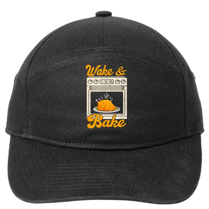 Wake Bake Turkey Feast Meal Dinner Chef Funny Thanksgiving 7-Panel Snapback Hat