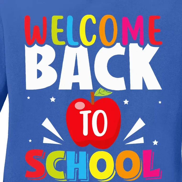 Welcome Back To School Retro First Day Of School Teacher Ladies Long Sleeve Shirt