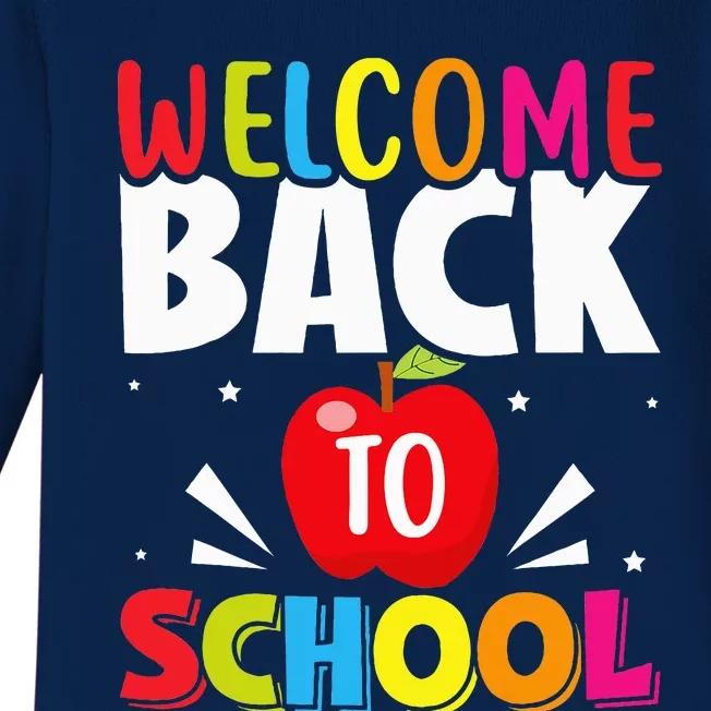 Welcome Back To School Retro First Day Of School Teacher Baby Long Sleeve Bodysuit