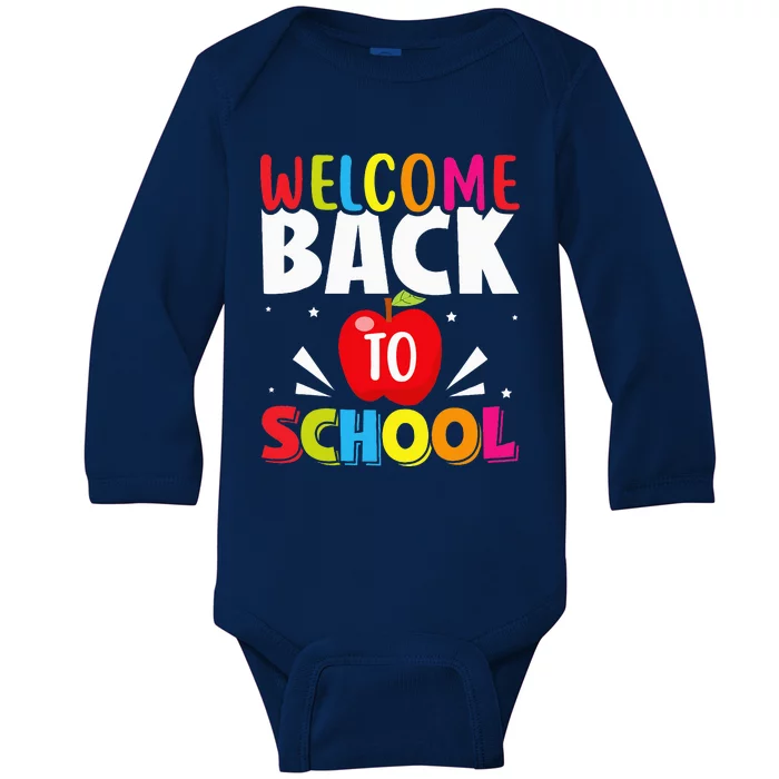 Welcome Back To School Retro First Day Of School Teacher Baby Long Sleeve Bodysuit