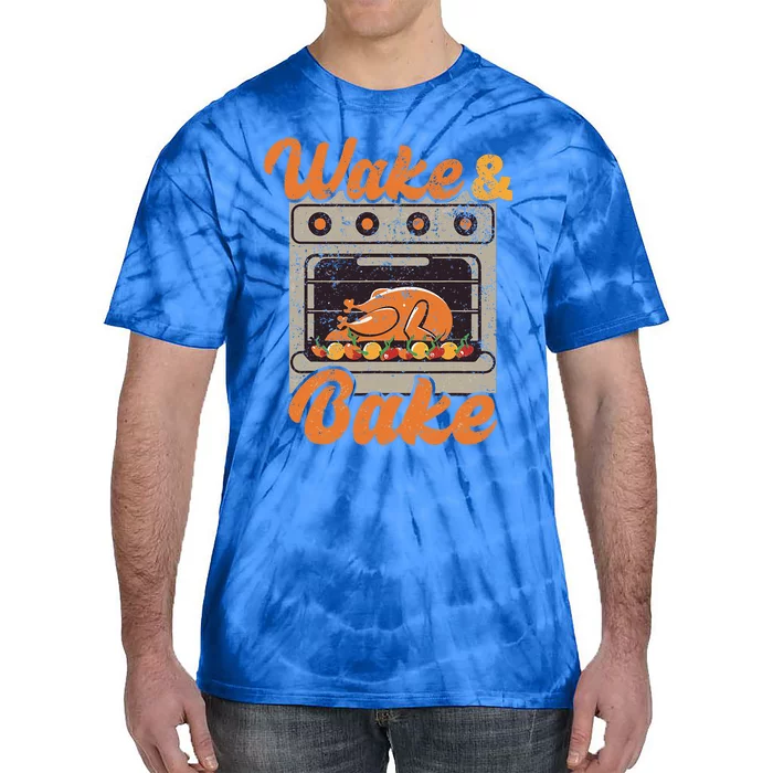 Wake Bake Turkey Feast Meal Dinner Chef Funny Thanksgiving Tie-Dye T-Shirt