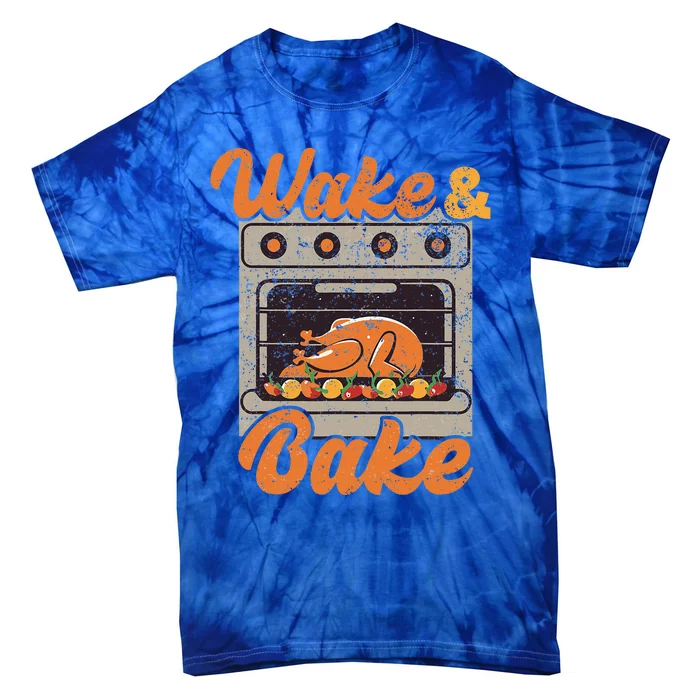 Wake Bake Turkey Feast Meal Dinner Chef Funny Thanksgiving Tie-Dye T-Shirt