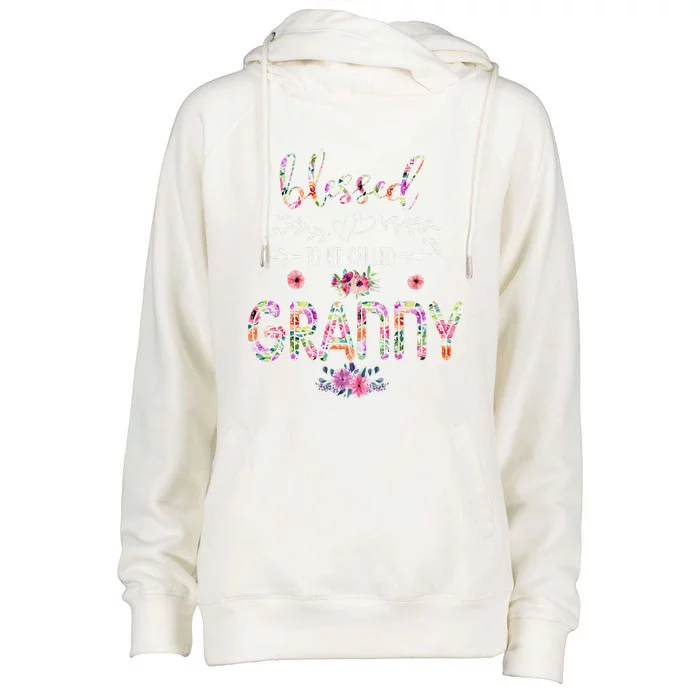 Womens Blessed To Be Called Mom And Granny Floral Mother's Day Womens Funnel Neck Pullover Hood