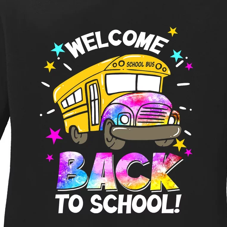 Welcome Back To School Funny School Bus Driver Ladies Long Sleeve Shirt