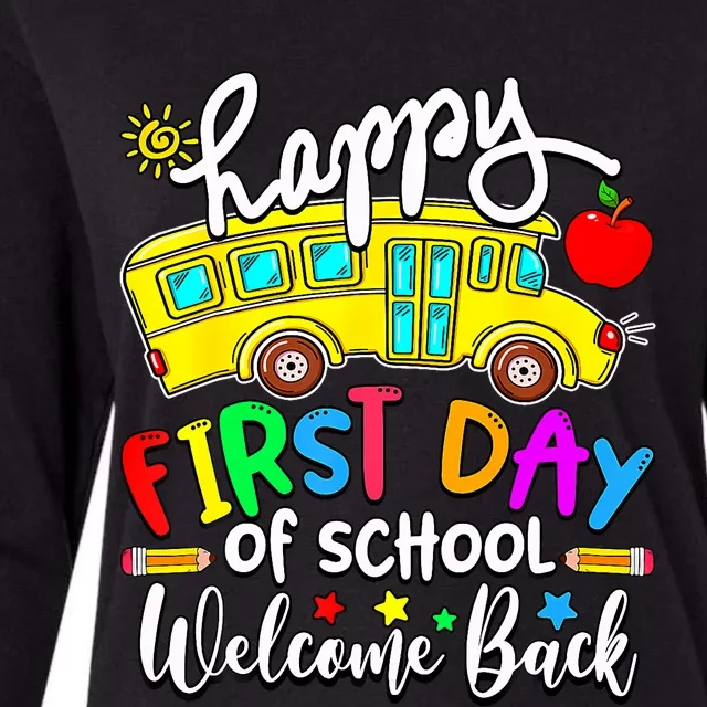 Welcome Back To School Happy First Day Teacher Bus Driver Womens Cotton Relaxed Long Sleeve T-Shirt